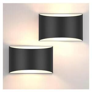 FOLKSMATE LED Wall Sconce Set (2) – 10W 3000K Modern Black Lights